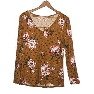 Daytrip Buckle Small‎ S Mustard Yellow Brushed Knit Stretch V-Neck Open Back Top